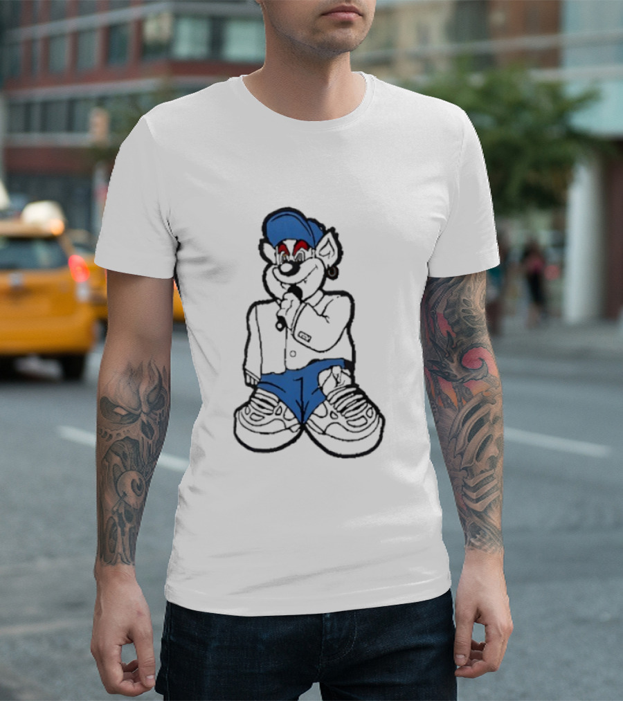 Travis Kelce Cartoon Bear Streetwear Charm Blue Cap Hip Hop T-Shirt