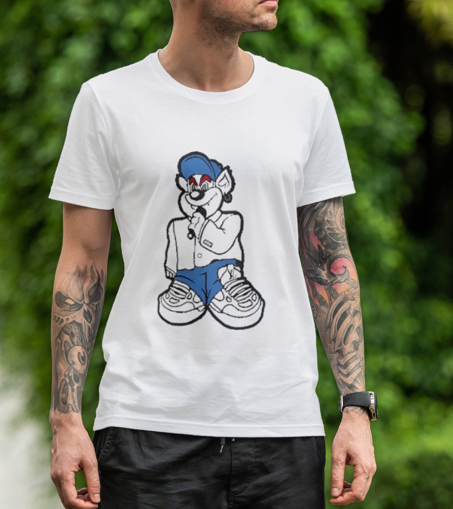 Travis Kelce Cartoon Bear Streetwear Charm Blue Cap Hip Hop T-Shirt