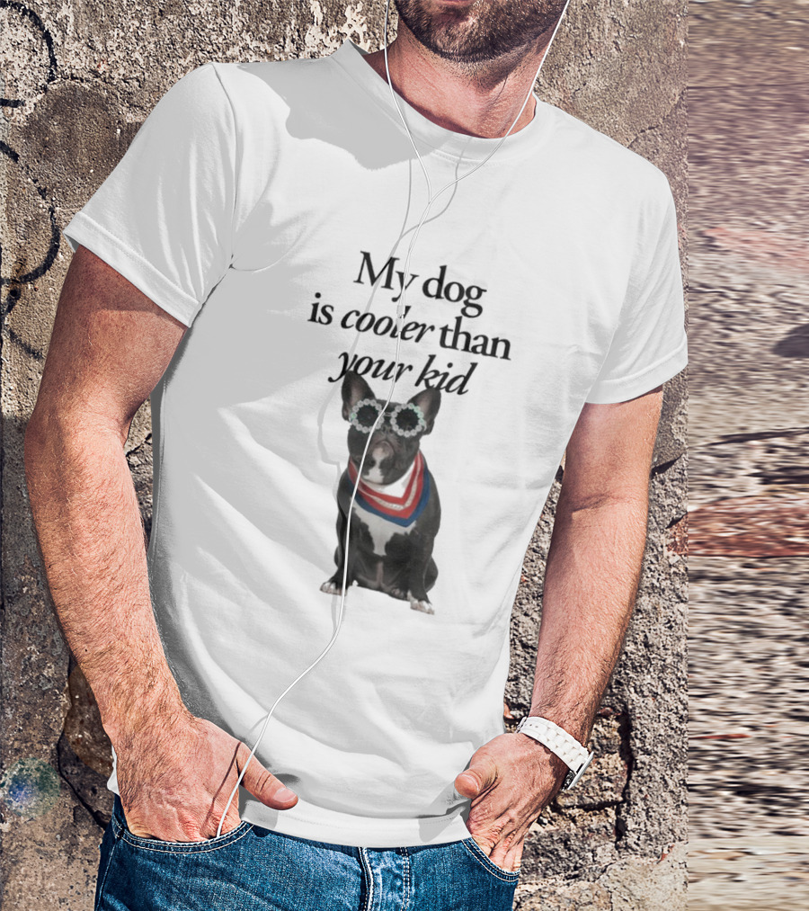 My Dog Is Cooler Than Your Kid Bulldog Bandana USA T-Shirt