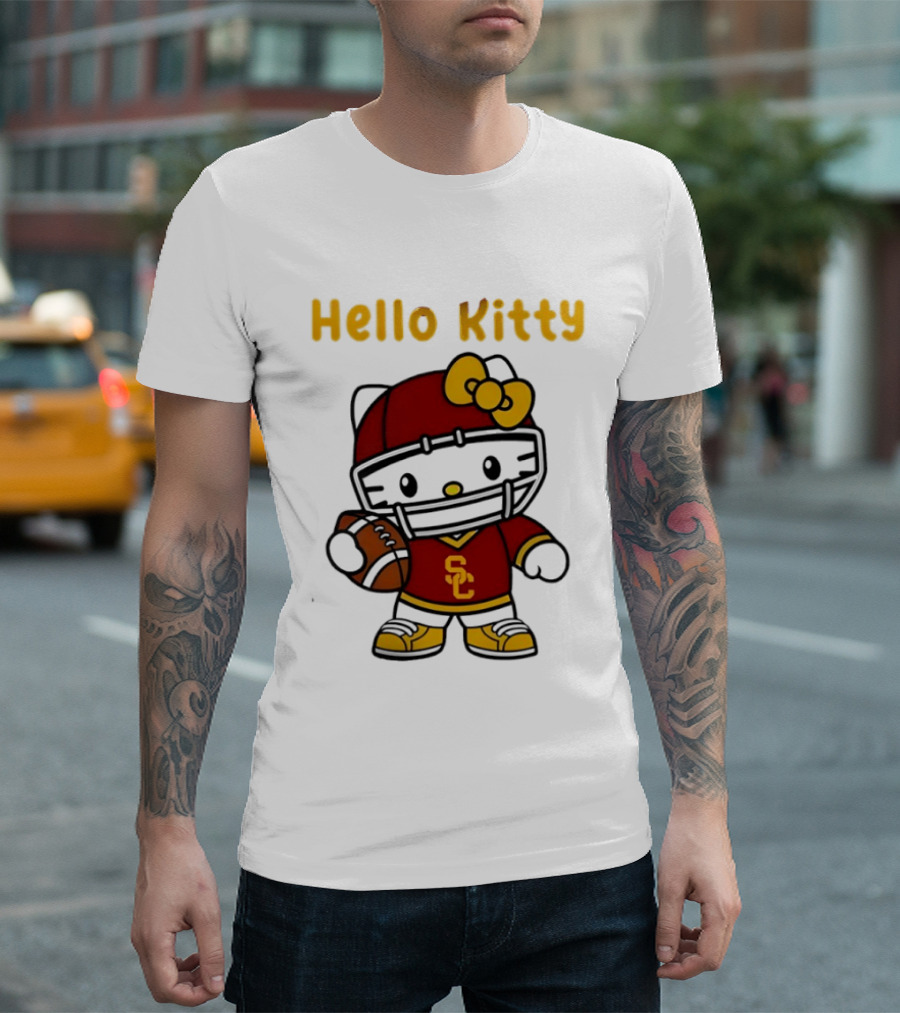 USC Trojans X Hello Kitty Football Fan Collaboration T-Shirt
