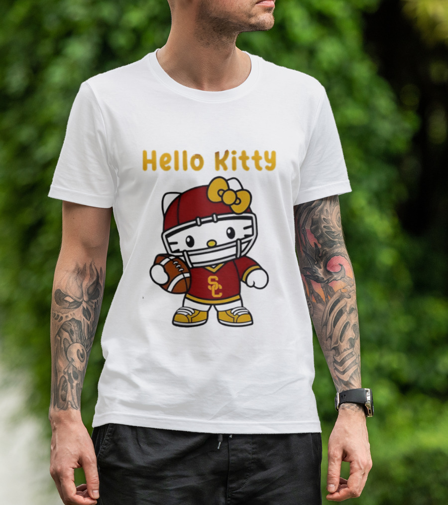 USC Trojans X Hello Kitty Football Fan Collaboration T-Shirt