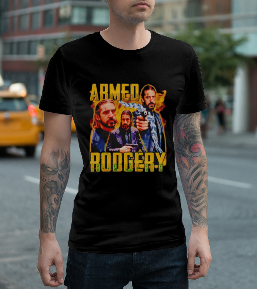 Armed Rodgery Action Movie Inspired Design With Chain And Gun T-Shirt