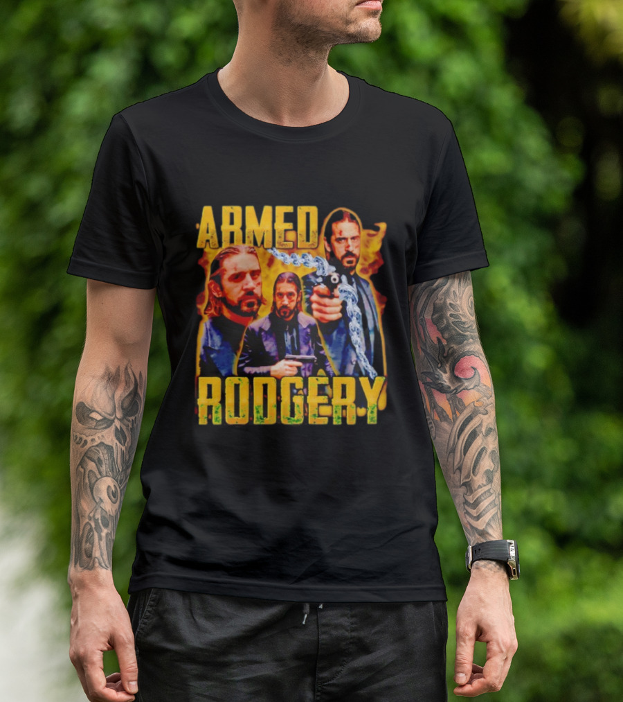 Armed Rodgery Action Movie Inspired Design With Chain And Gun T-Shirt