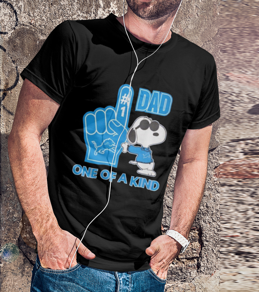 Detroit Lions Snoopy #1 Dad One Of A Kind T-Shirt