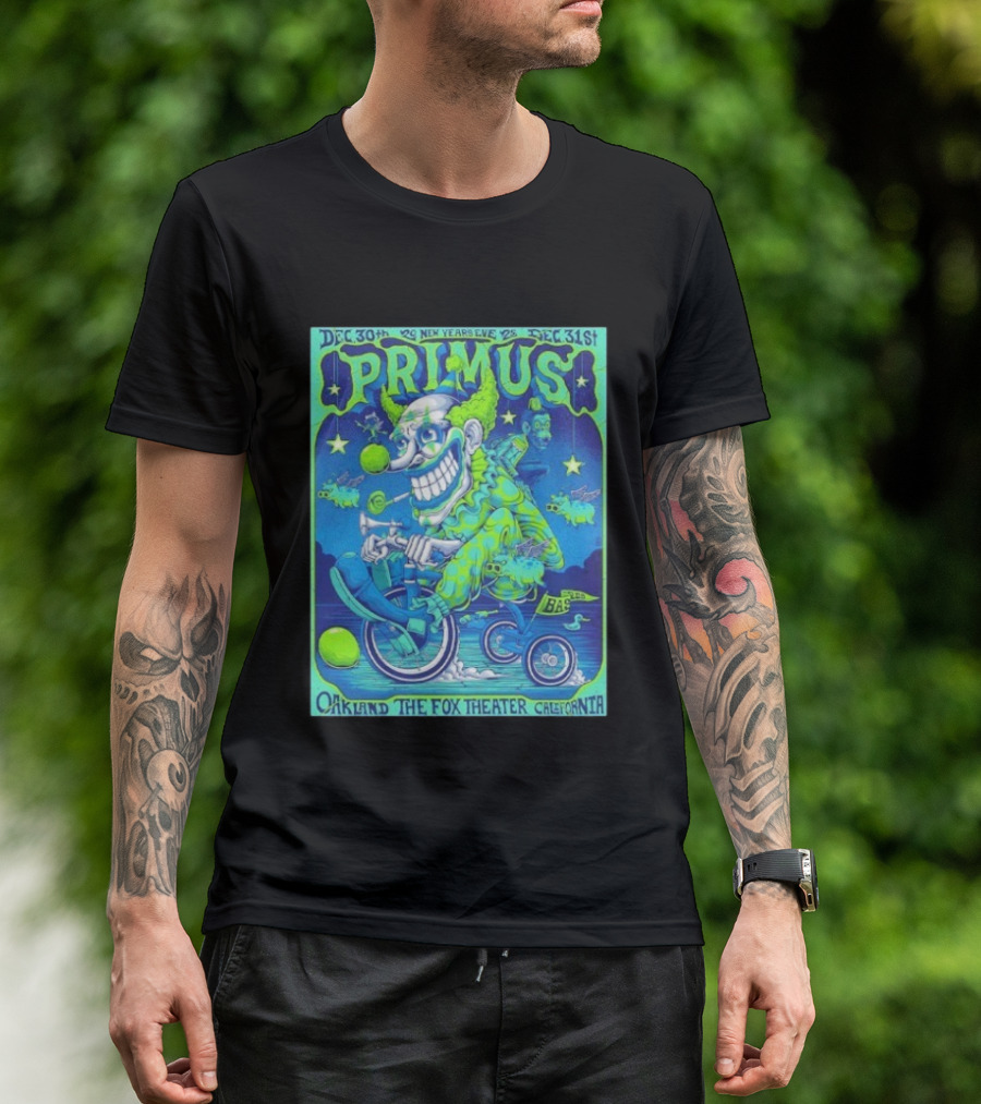 Dec 30 31 2025 Primus New Years Eve Oakland The Fox Theater Clown T-Shirt