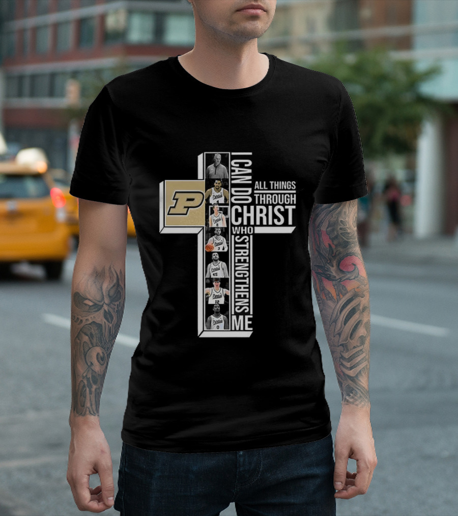 Purdue Boilermakers NCAA I Can Do All Things Through Christ Who Strengthens Me Cross T-Shirt