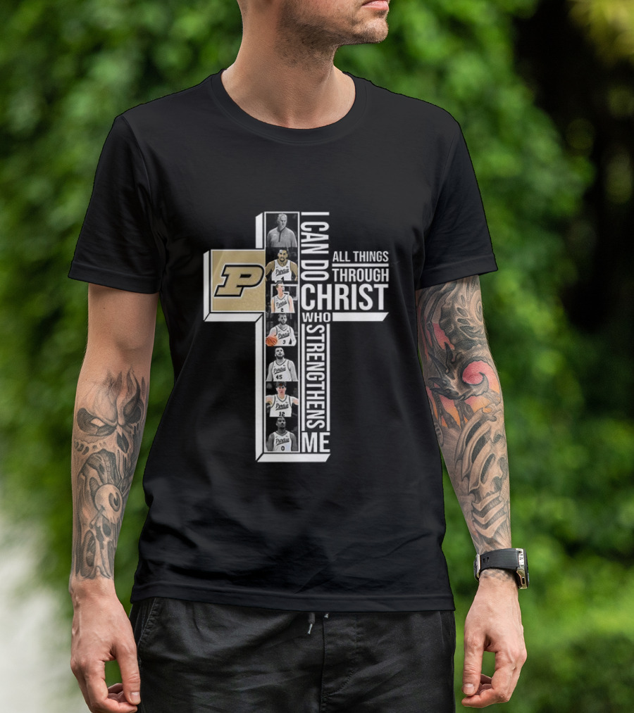 Purdue Boilermakers NCAA I Can Do All Things Through Christ Who Strengthens Me Cross T-Shirt