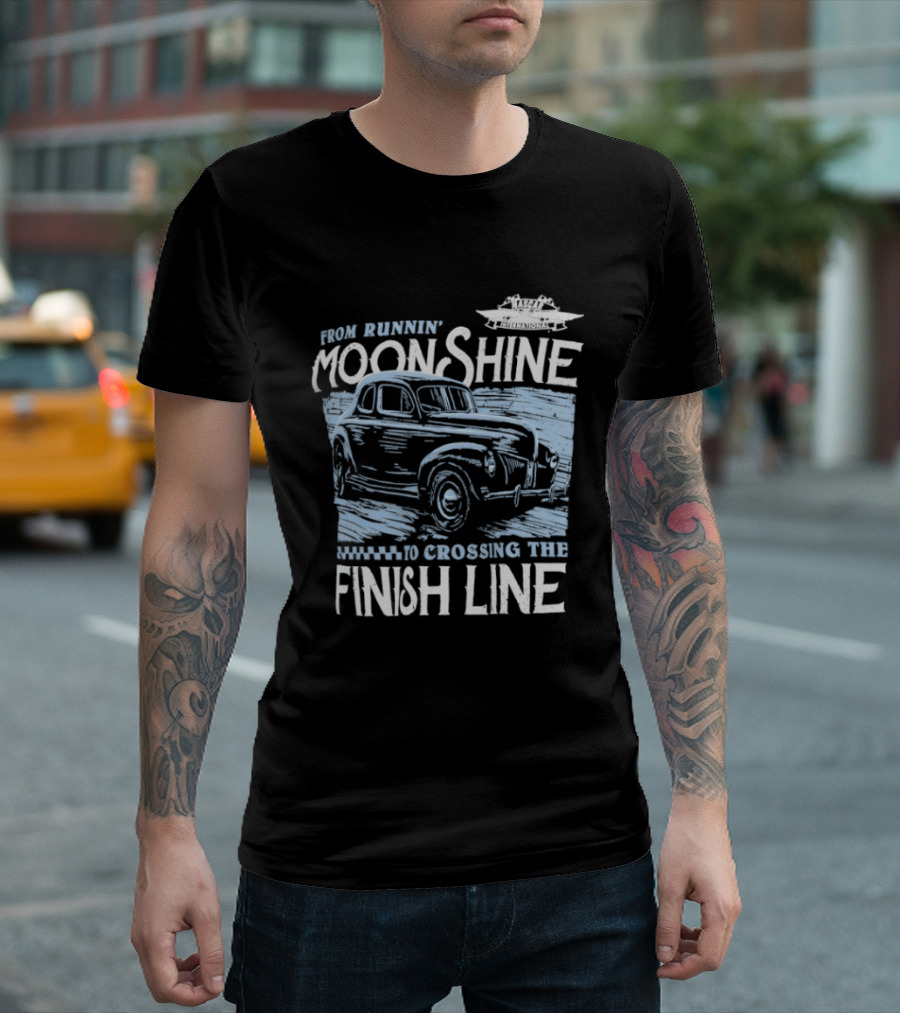Moonshine Finish Line Old School Racing Nostalgia T-Shirt