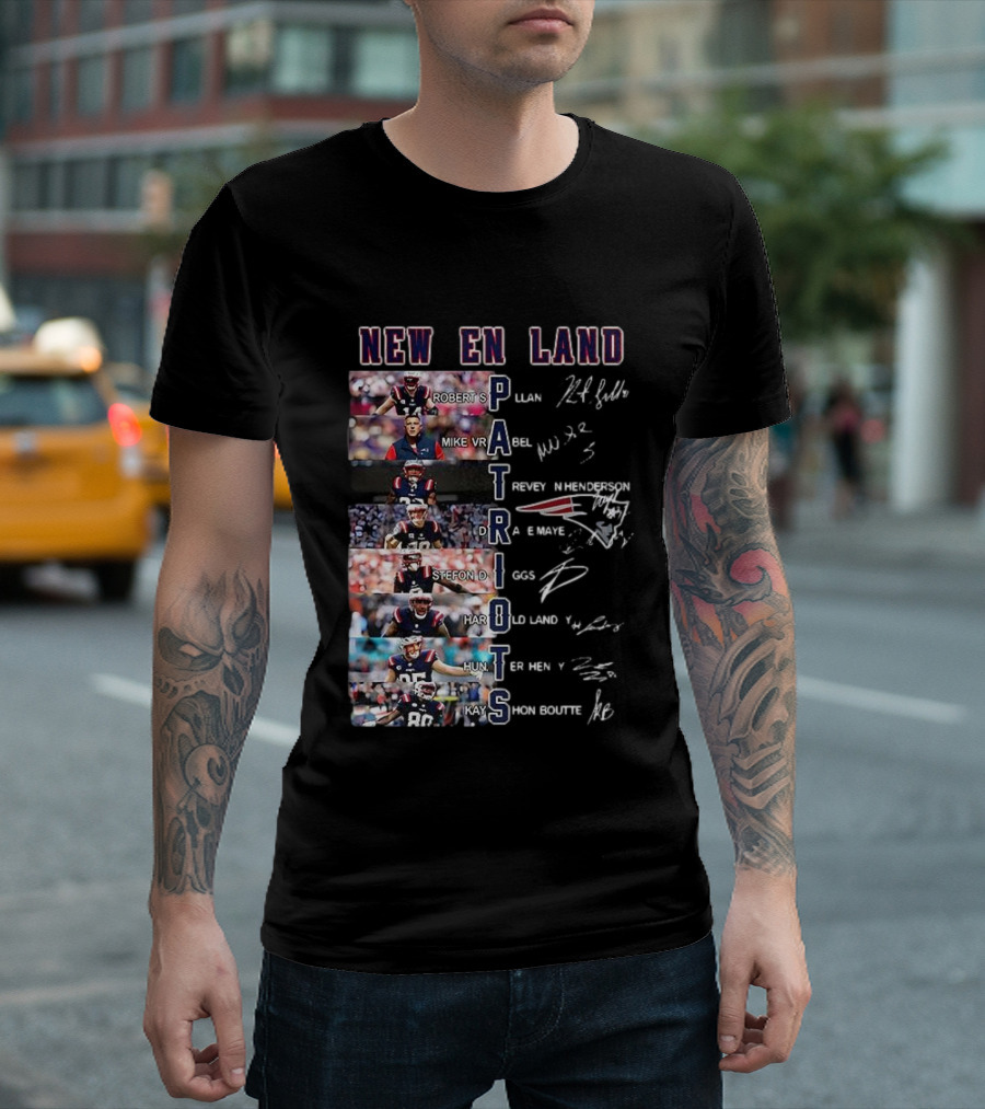 New England Patriots Players Robert S Mike Vrabel Stefon Diggs Signatures T-Shirt