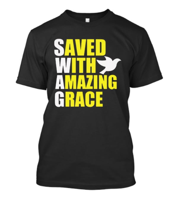Saved With Amazing Grace Dove Symbol Spiritual T-Shirt