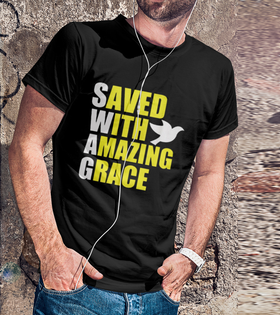 Saved With Amazing Grace Dove Symbol Spiritual T-Shirt