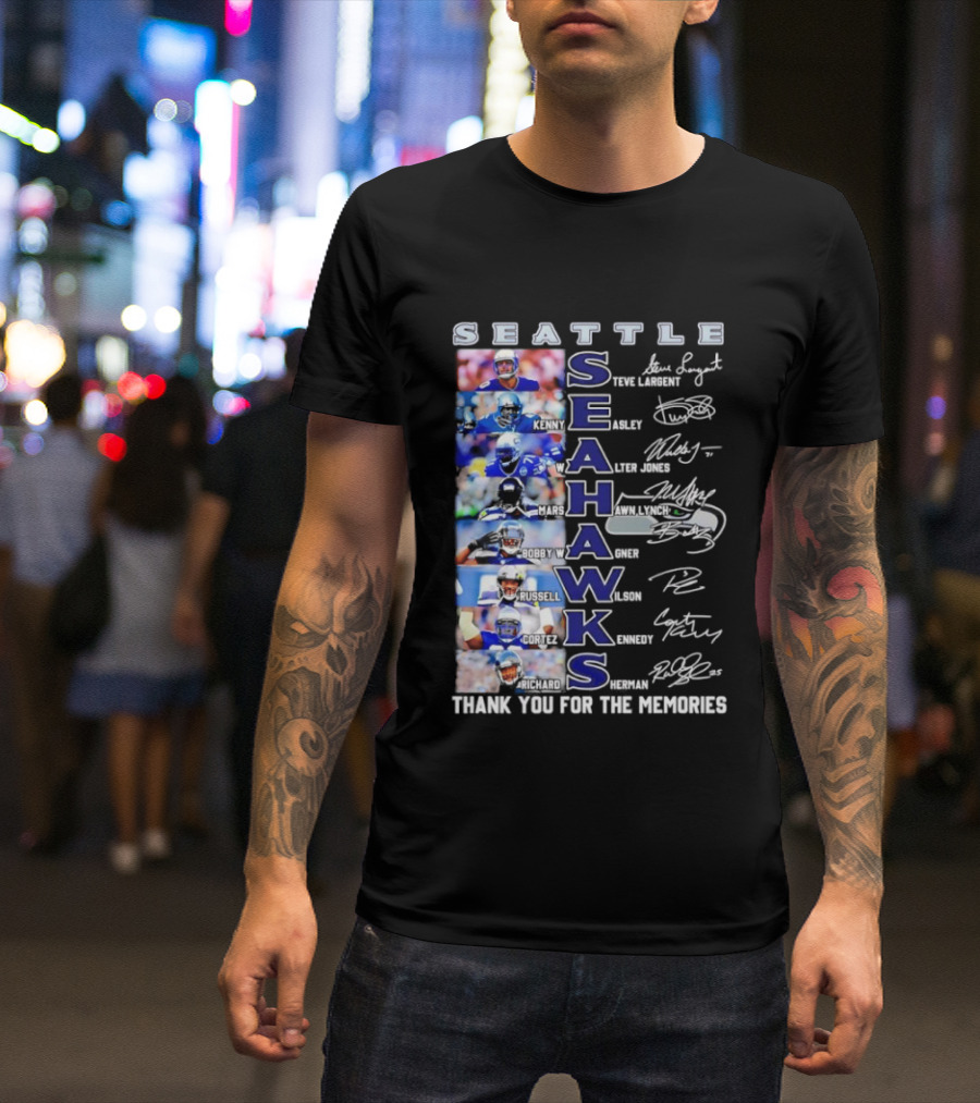 Seattle Seahawks Players Signature Thank You For The Memories T-Shirt