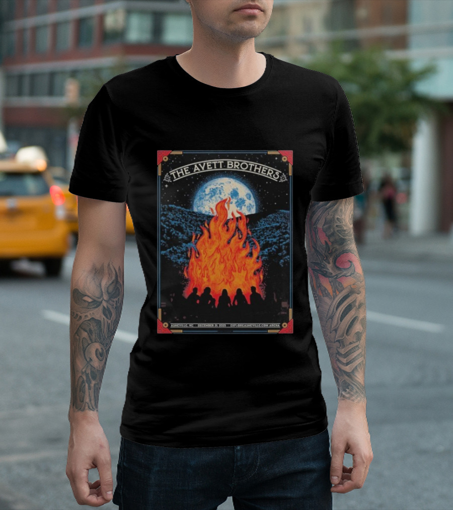 Avett Brothers Asheville NC Arena December 31 2025 Event Moon And Fire T-Shirt