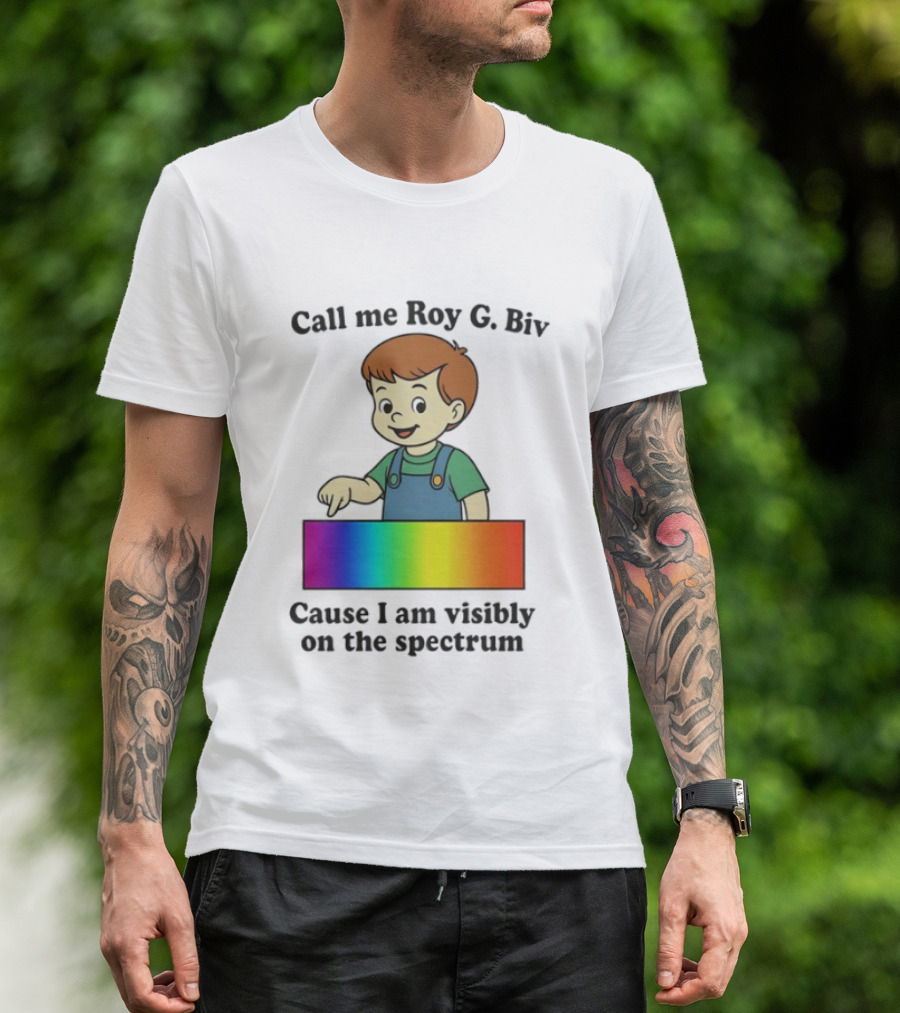 Call Me Roy G. Biv Cause I Am Visibly On The Spectrum Boy Rainbow Color Spectrum Kids T-Shirt