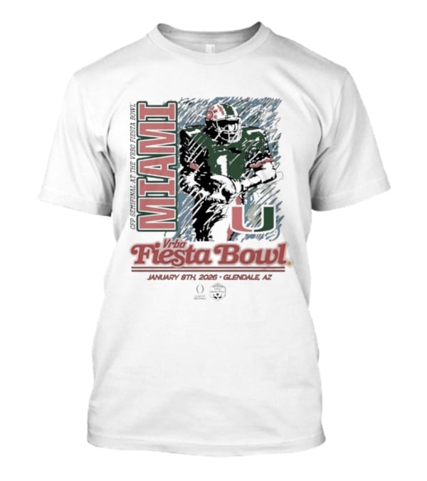 Miami Hurricanes Fiesta Bowl Glendale AZ December 31 2026 T-Shirt