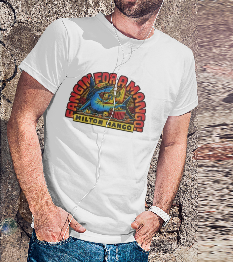 Victor Bravo's Fangin' For A Milton Mango Surfing Shark With Tropical Vibes T-Shirt
