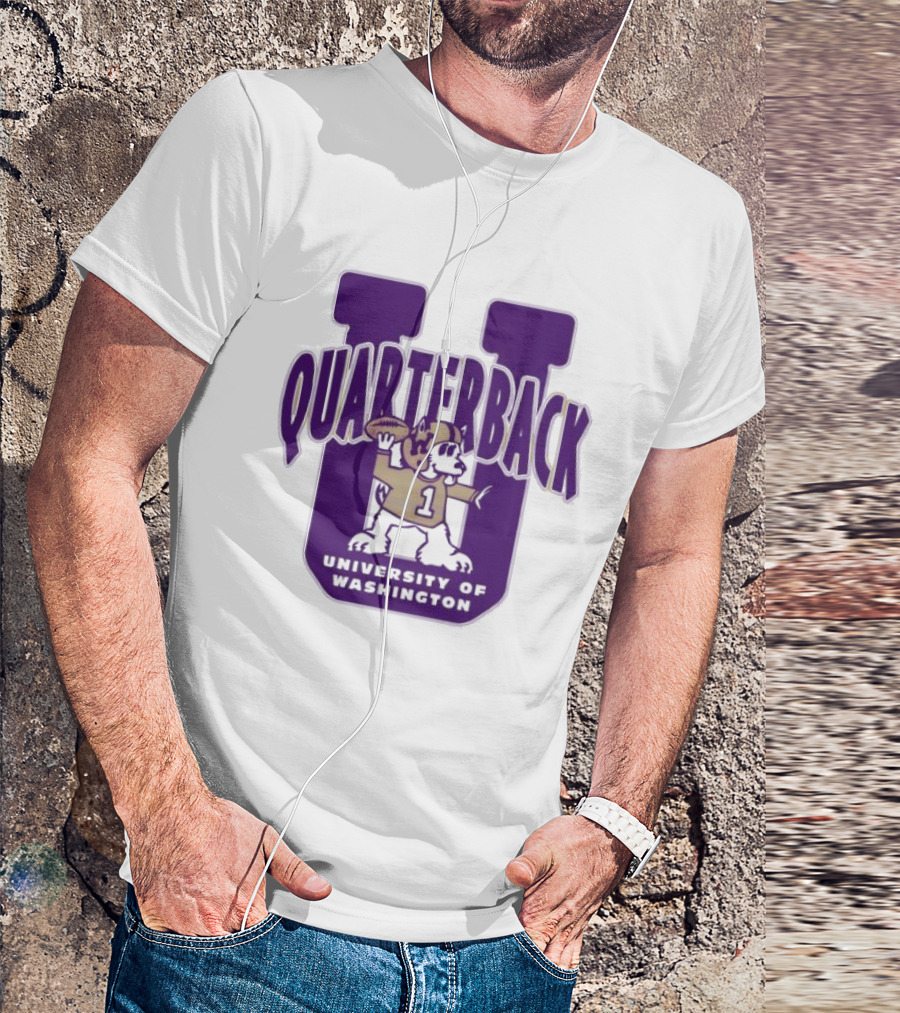 University Of Washington Huskies Quarterback U Mascot Football T-Shirt