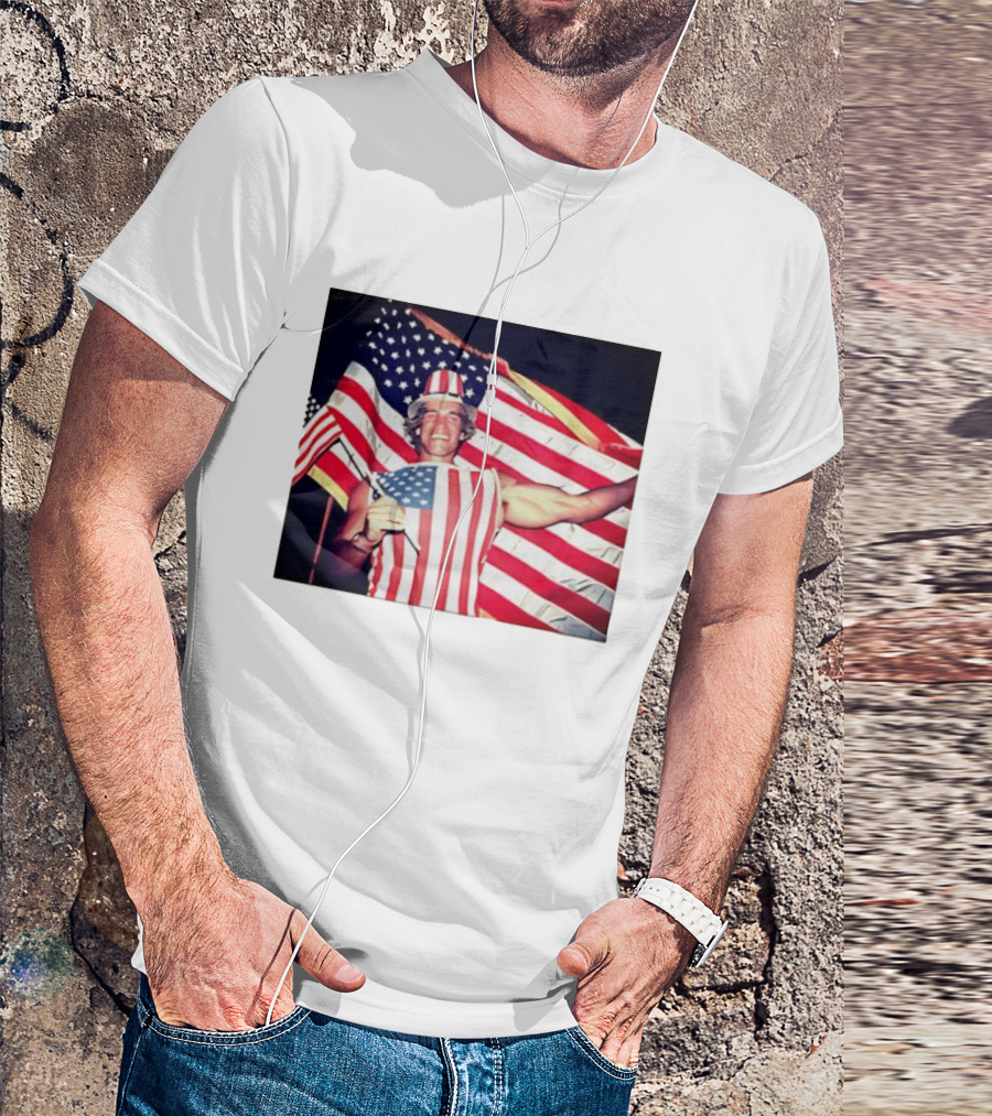Arnold Schwarzenegger 1983 US Citizenship American Flag Celebration T-Shirt