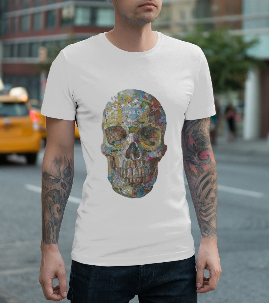Noah Scalin Still Life Skull Collage Of Popular Culture T-Shirt