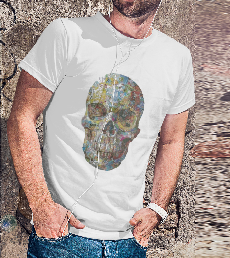 Noah Scalin Still Life Skull Collage Of Popular Culture T-Shirt
