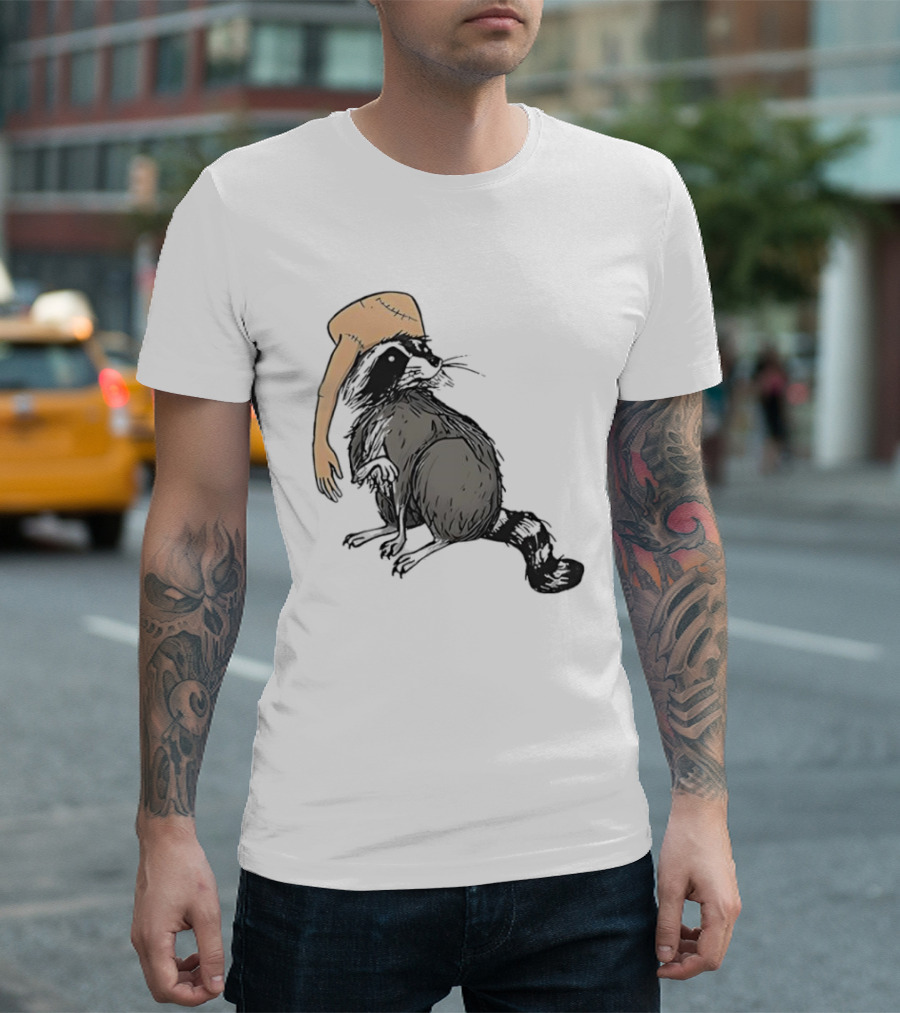 Raccoon With Human Arm Hat T-Shirt