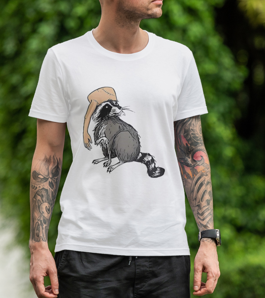 Raccoon With Human Arm Hat T-Shirt