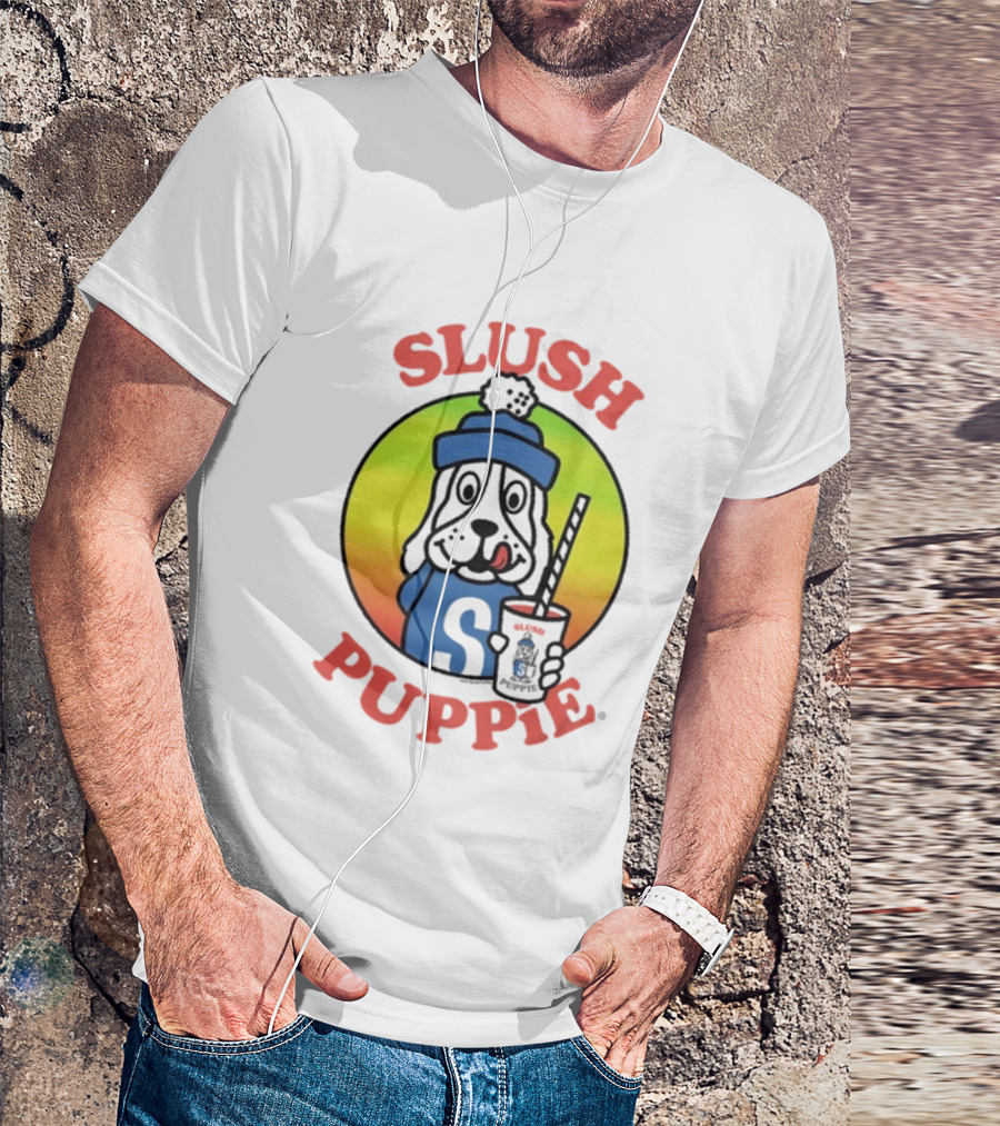 Slush Puppie Cartoon Dog With Cup And Straw Iconic T-Shirt