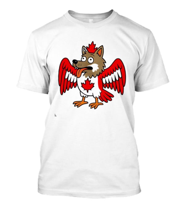 Maple Leaf Mad Wolfbird Quirky Canadian Creature Wings T-Shirt