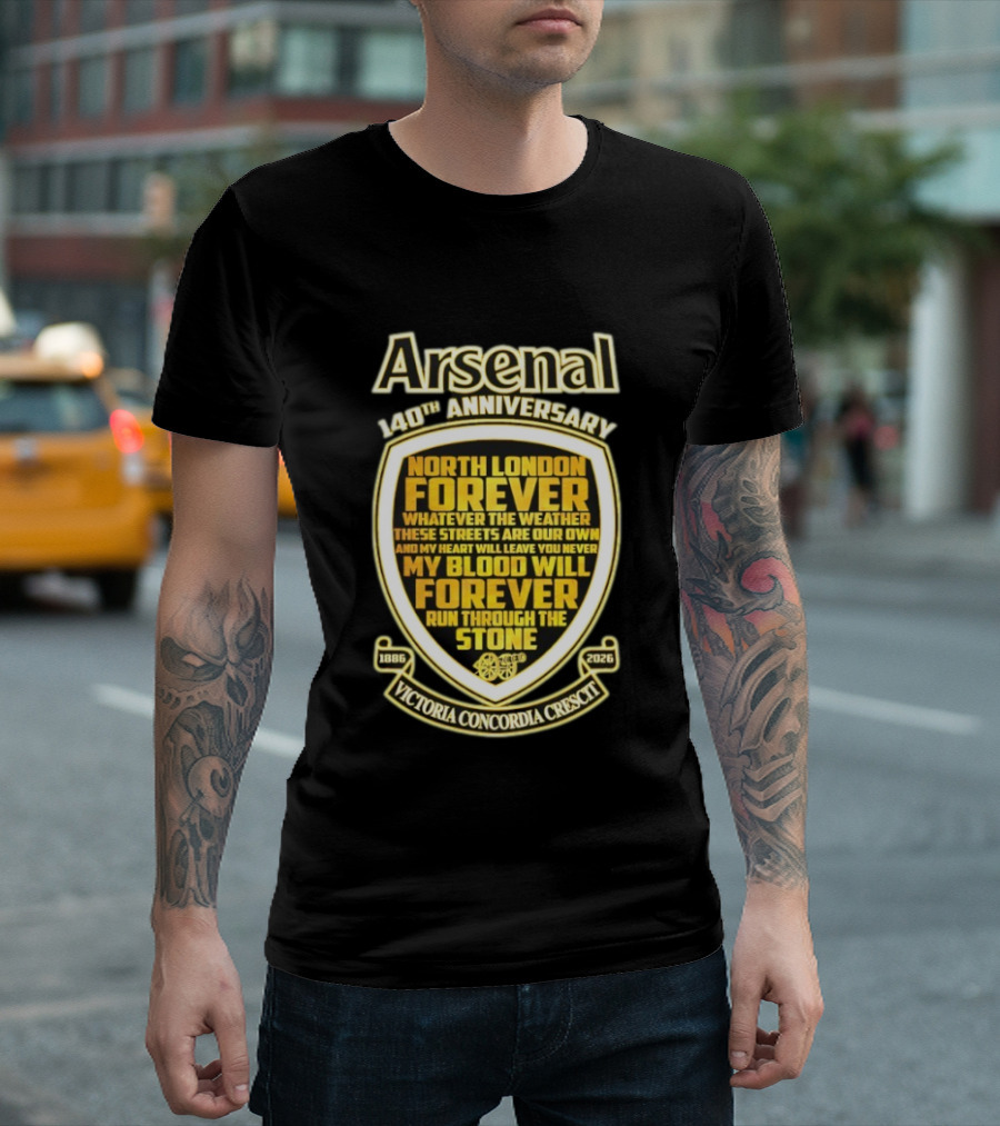 Arsenal 140th Anniversary North London Forever 1886 2026 Victoria Concordia Crescit T-Shirt
