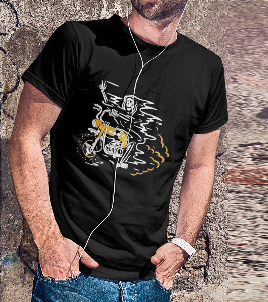 Bart Moto Co Grim Reaper CT70 Motorcycle Skeleton Riding T-Shirt