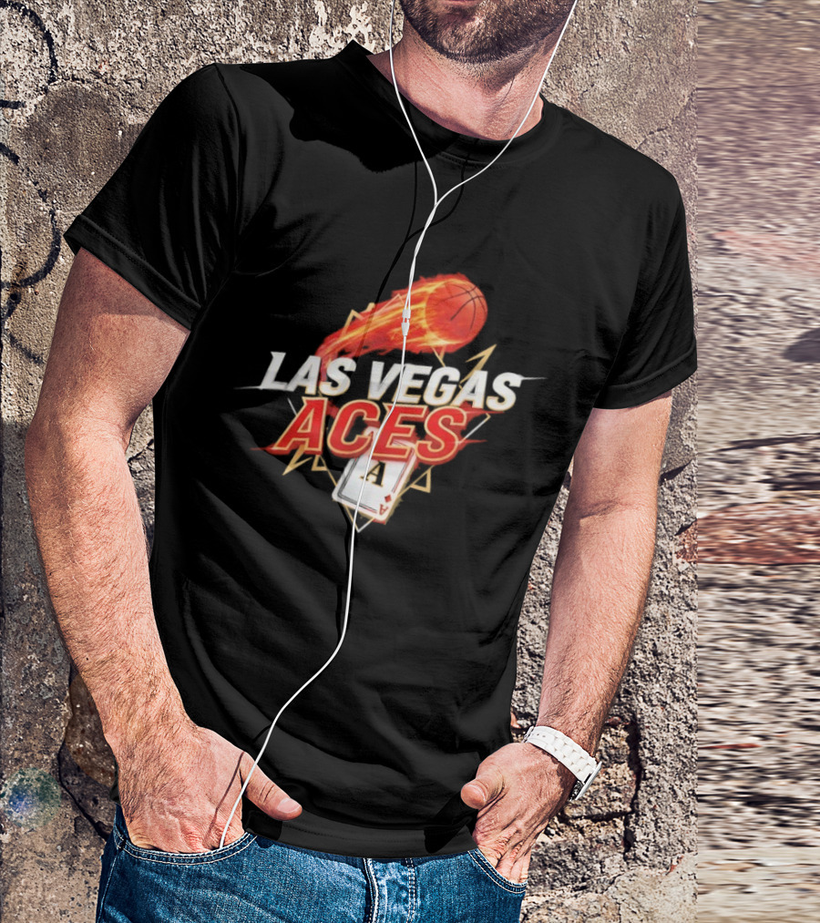 Las Vegas Aces Basketball Flaming Ball Ace Card WNBA T-Shirt