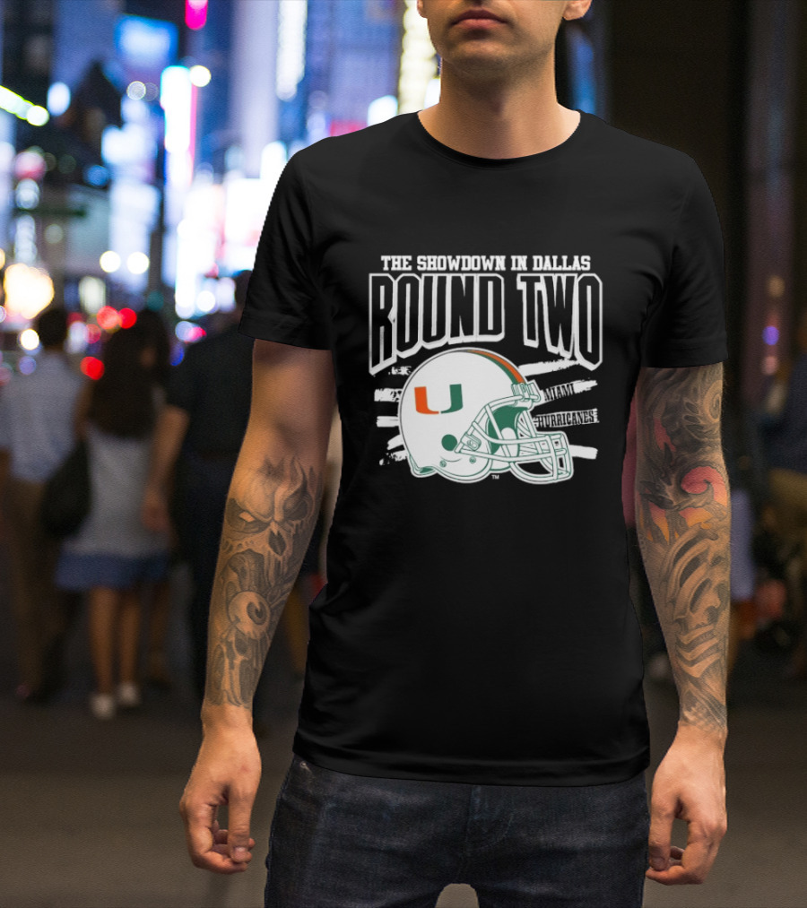 Miami Hurricanes Helmet The Showdown In Dallas Round Two T-Shirt