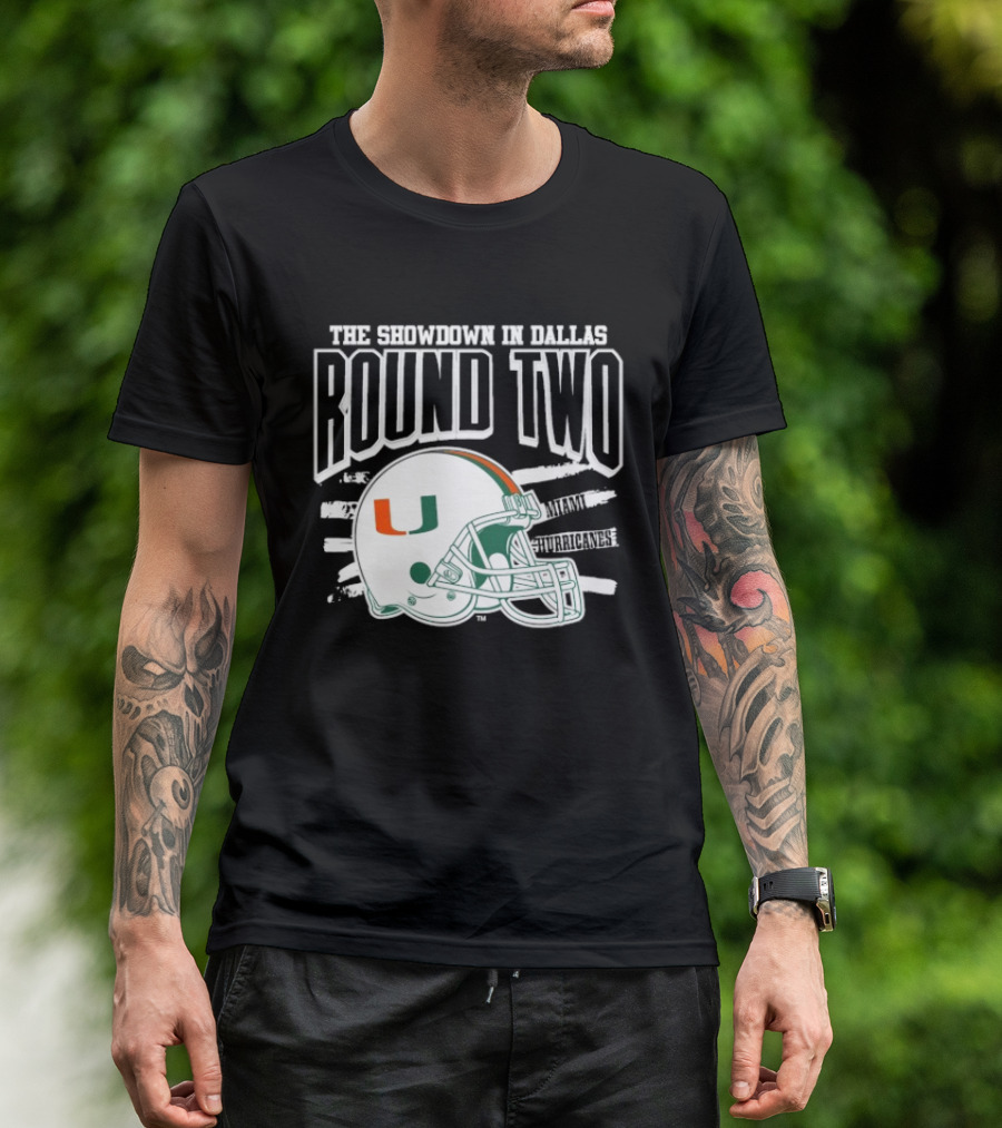 Miami Hurricanes Helmet The Showdown In Dallas Round Two T-Shirt