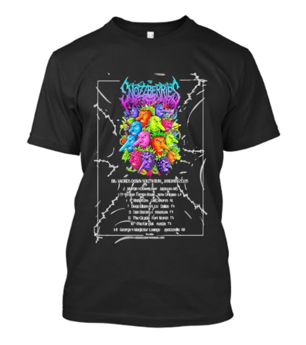 The Snozzberries Big Snords Down South Run Jan 2026 Tour Dates Colorful Creature Heads T-Shirt