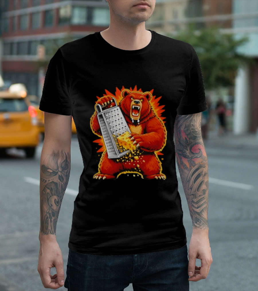 Angry Bear Grating Cheese Grater Hater Fierce Cheese Grating Bear T-Shirt
