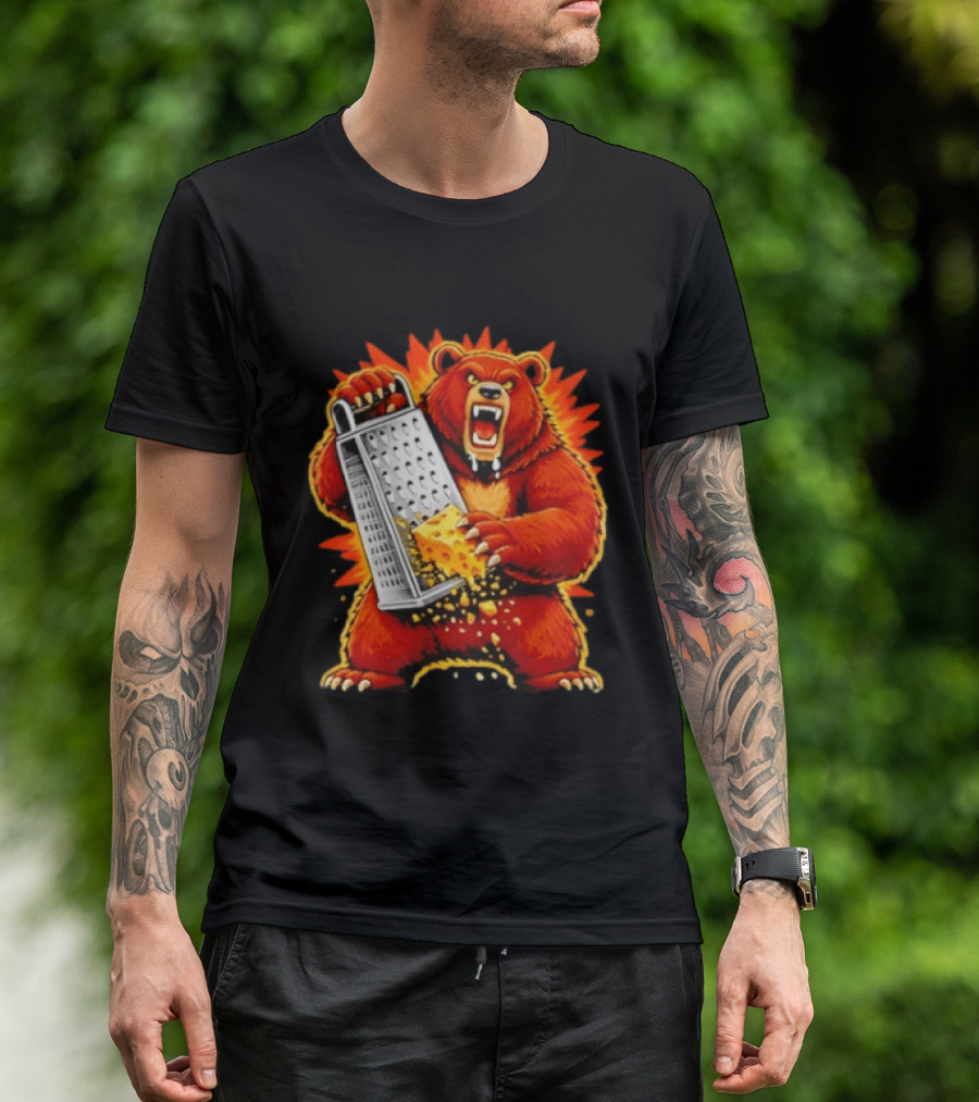 Angry Bear Grating Cheese Grater Hater Fierce Cheese Grating Bear T-Shirt