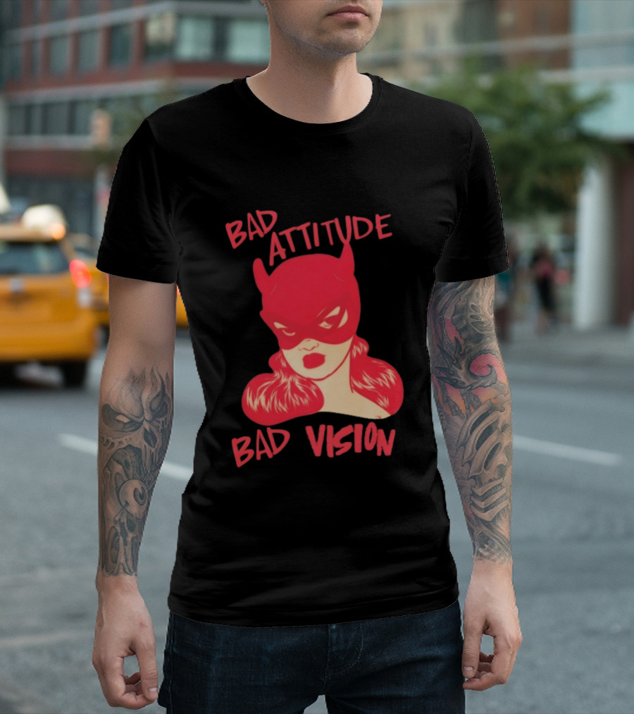 Bad Attitude Bad Vision HDZ Retro Comic Style Masked Woman T-Shirt