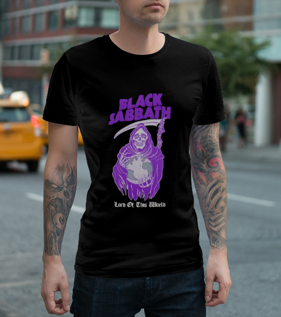 Black Sabbath Lord Of This World Grim Reaper Holding Earth T-Shirt
