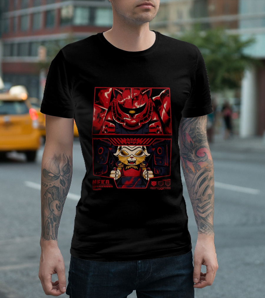 Zaku II Cat Aznable Char Aznable Gundam Anime Warning Meow T-Shirt