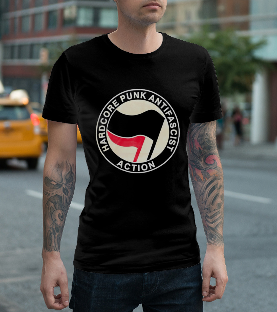 Hardcore Punk Antifascist Action Red Flag T-Shirt