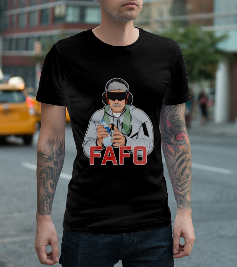 FAFO Maduro Character With Headphones And Water Bottle T-Shirt