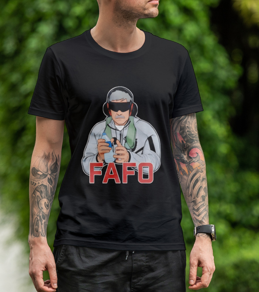 FAFO Maduro Character With Headphones And Water Bottle T-Shirt