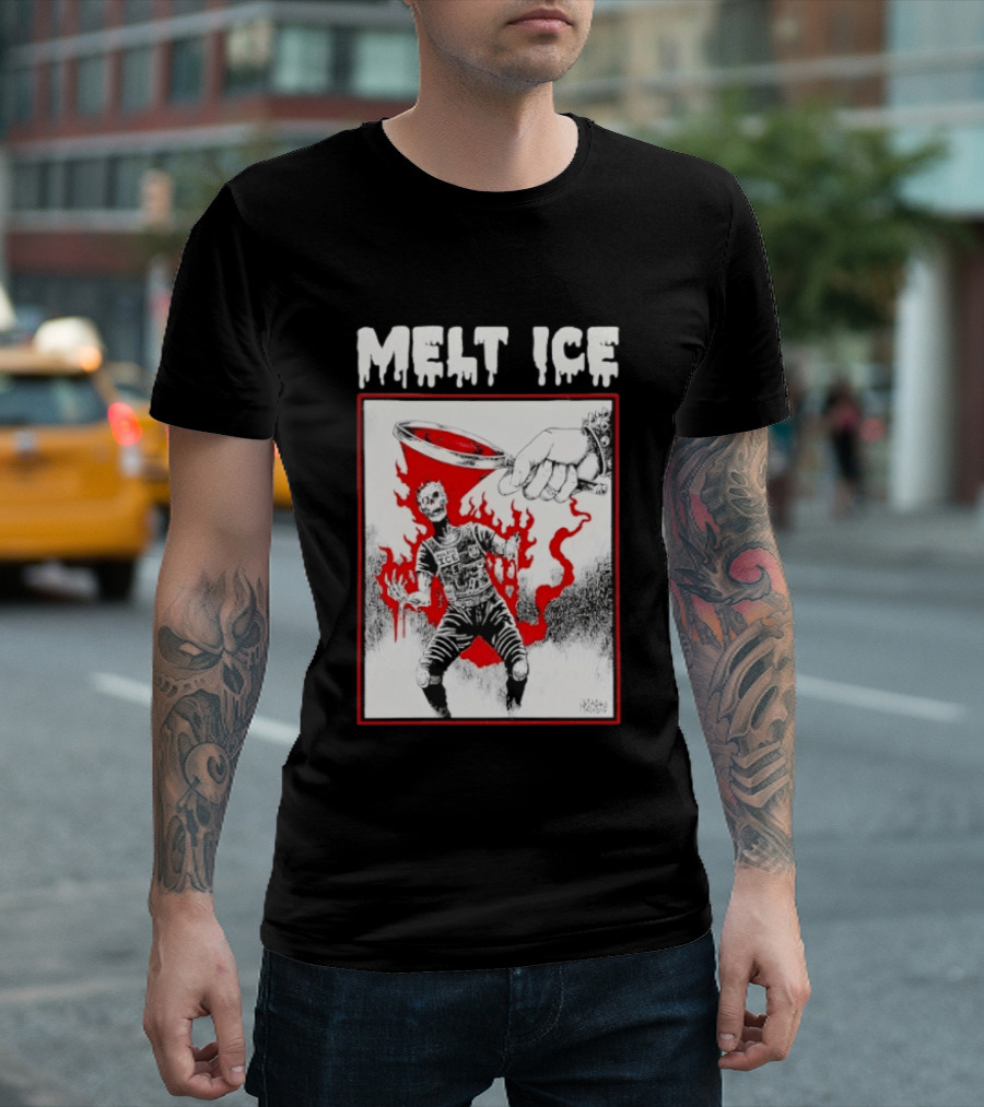 Melt Ice Skeleton Magnifying Glass Scene T-Shirt