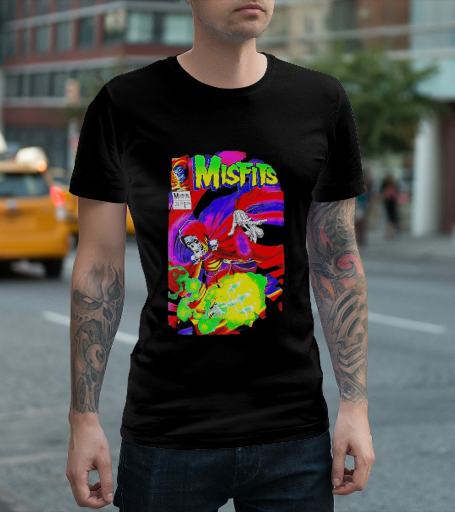 Misfits Hell Fiend Spawn 31 Fiend Skull Cloak Neon T-Shirt