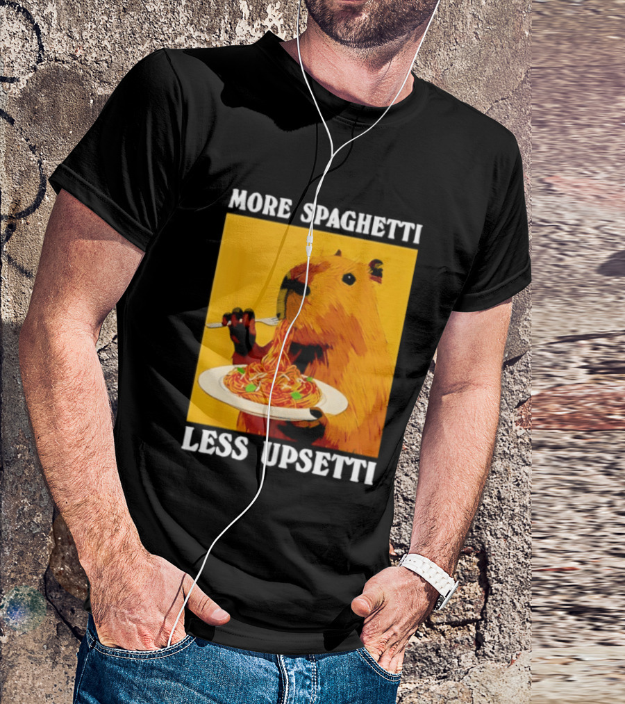 More Spaghetti Less Upsetti Capybara Eating Pasta Plate T-Shirt