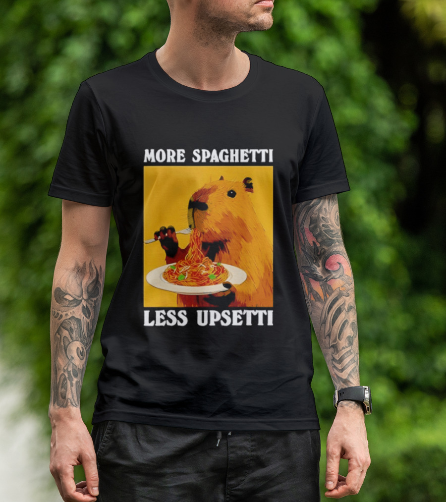 More Spaghetti Less Upsetti Capybara Eating Pasta Plate T-Shirt
