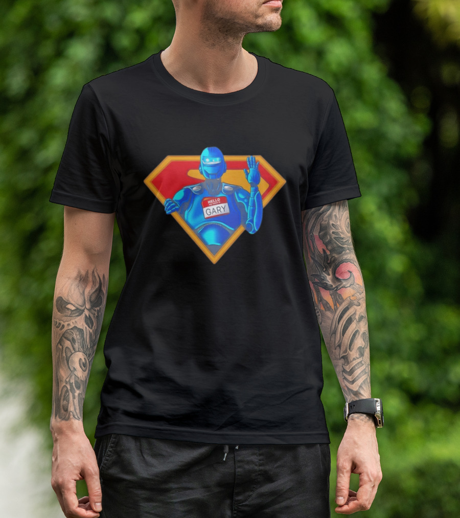 Gary Robot Superman Parody With Nametag T-Shirt