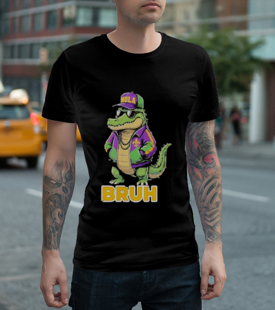 New Orleans Alligator Nola Bruh Mardi Gras Party Vibe T-Shirt