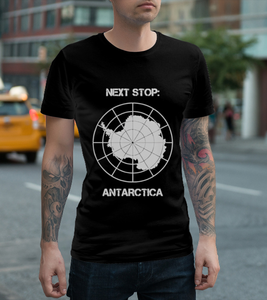 Next Stop Antarctica Map Outline Adventure T-Shirt