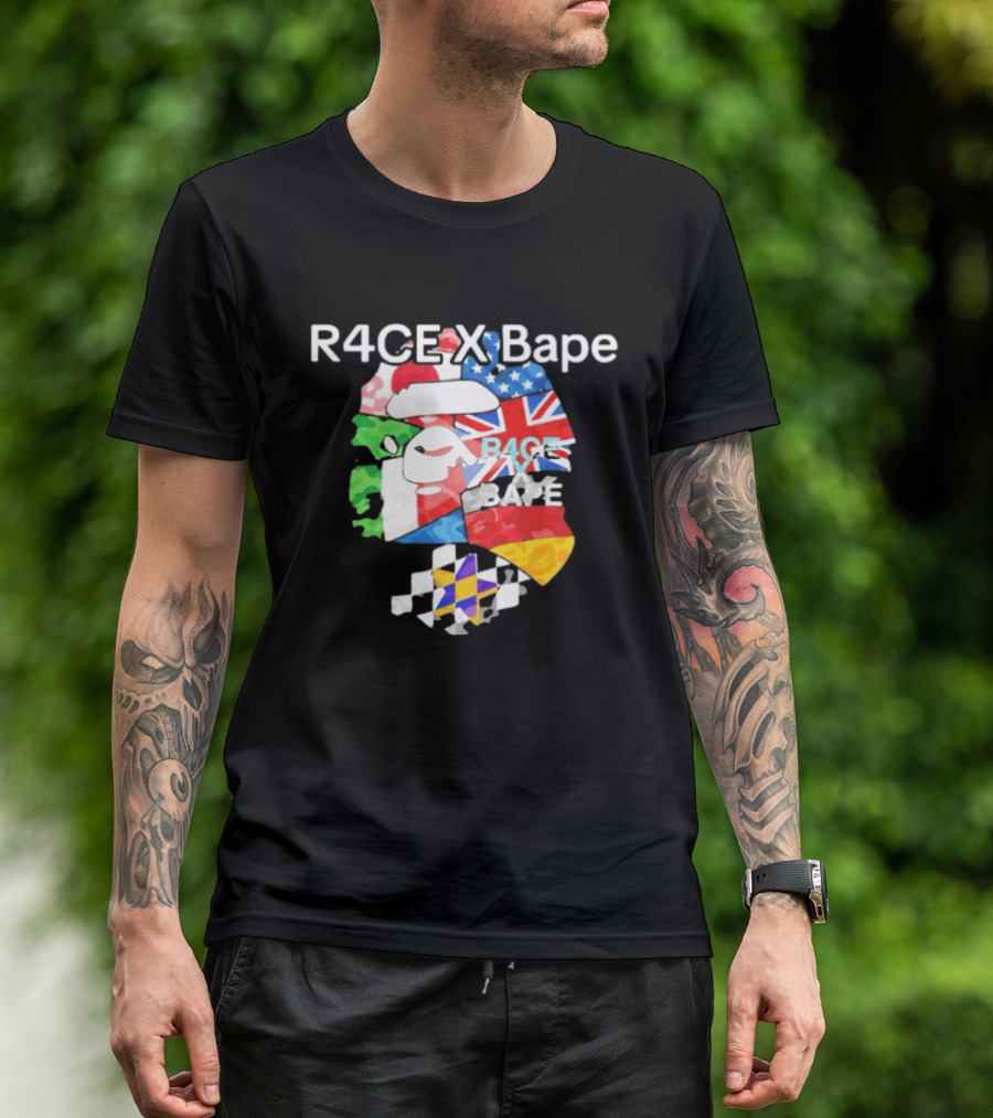 R4CE X Bape International Flags Collaboration T-Shirt